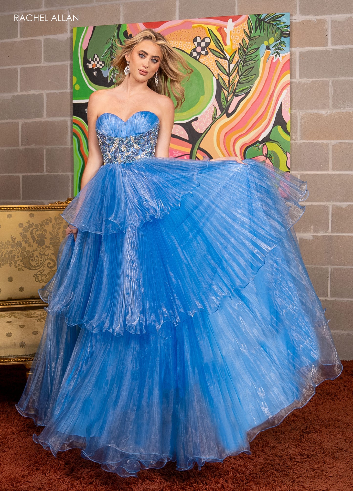 Prom Dresses Long Formal Pleated Prom Ball Gown Powder Blue