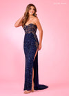 Prom Dresses Formal Beaded Prom Long Gown Navy Rose Gold