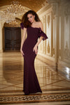 Formal Dresses Long Formal Ruffle Sleeve Evening Gown Eggplant