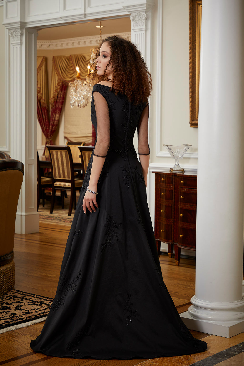 Mother of the Bride Dresses Long Two Piece Formal Evening Dress Black