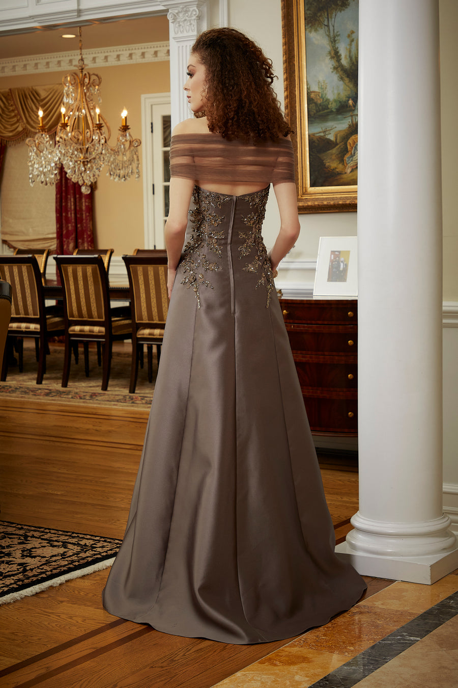 Formal Dresses Long Formal 3D Appliques Evening Gown Cocoa