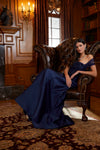 Formal Dresses Long Formal 3D Appliques Evening Gown Navy