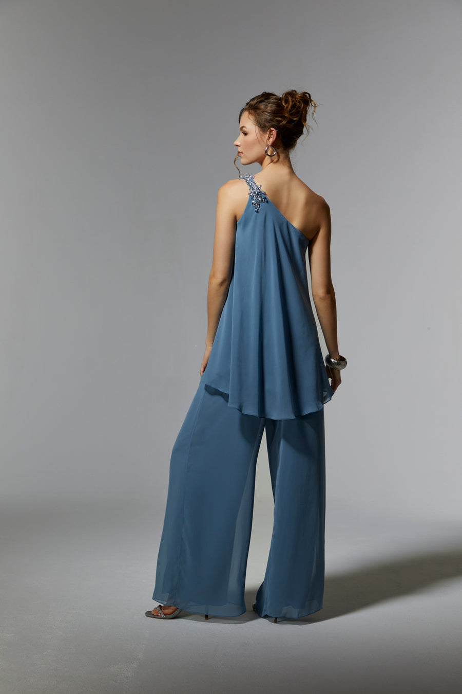 Pant Suit Long Formal Evening Pant Suit Slate