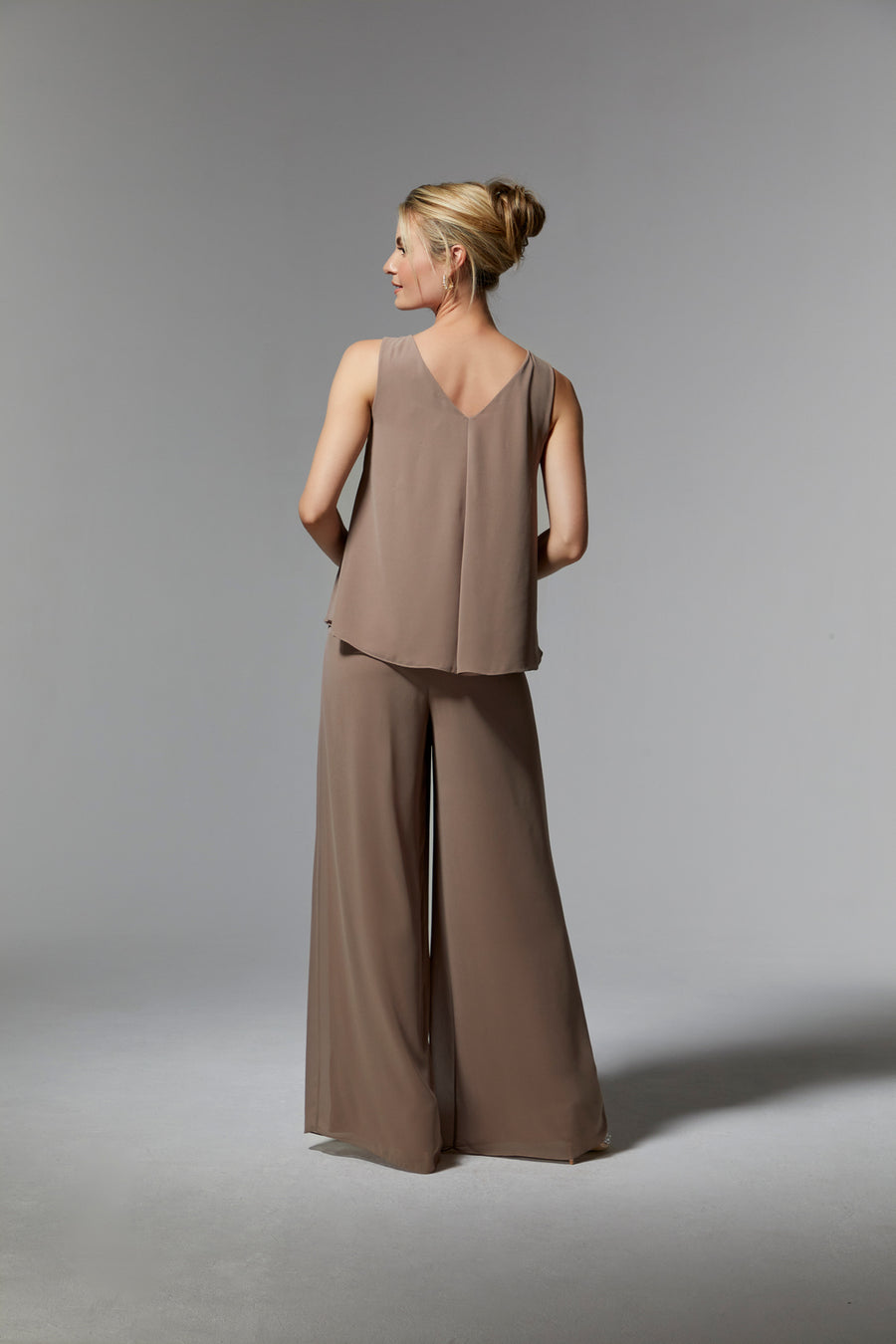 Pant Suit Long Formal Evening Pant Suit Three Piece Set Fawn