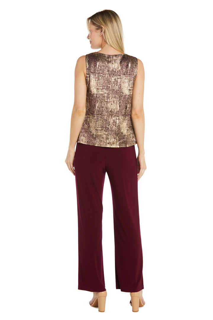 Pant Suit Foil Print Pant Suit Jacket Set Burgundy