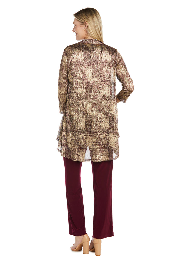 Pant Suit Foil Print Pant Suit Jacket Set Burgundy