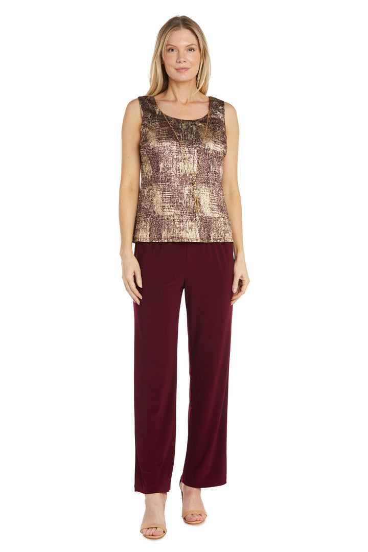 Pant Suit Foil Print Pant Suit Jacket Set Burgundy