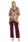 Pant Suit Foil Print Pant Suit Jacket Set Burgundy