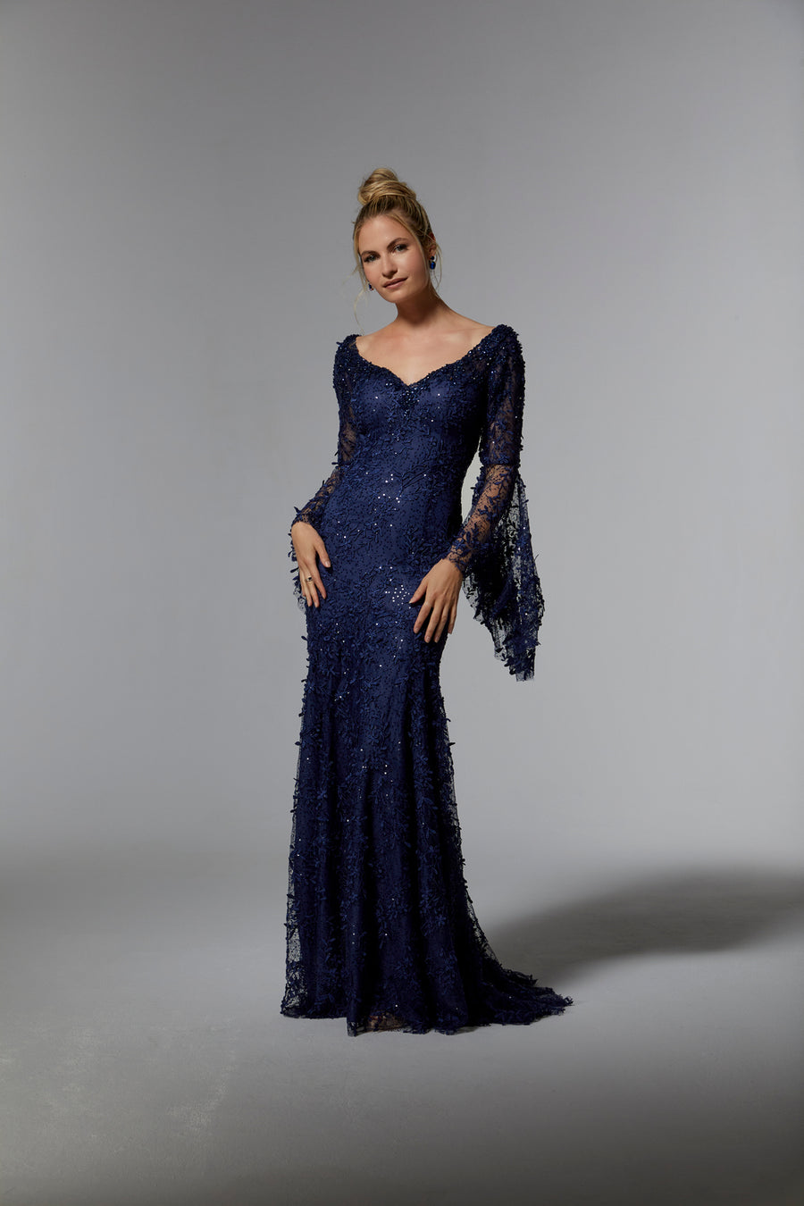 Mother of the Bride Dresses Long Sleeve Formal Evening Mother of the Bride Dress Sapphire