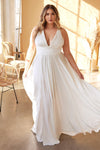 Cinderella Divine 7469WW Long Simple Sleeveless Plus Size Wedding Dress