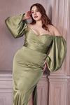 Formal Dresses Long Off Shoulder Satin Formal Gown Sage