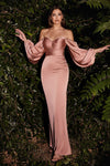 Formal Dresses Long Off Shoulder Satin Formal Gown Rose Gold