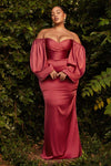 Formal Dresses Long Off Shoulder Satin Formal Gown Sunset Rust