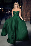 Prom Dresses Long Satin Strapless Keyhole Prom Formal Dress Hunter Green