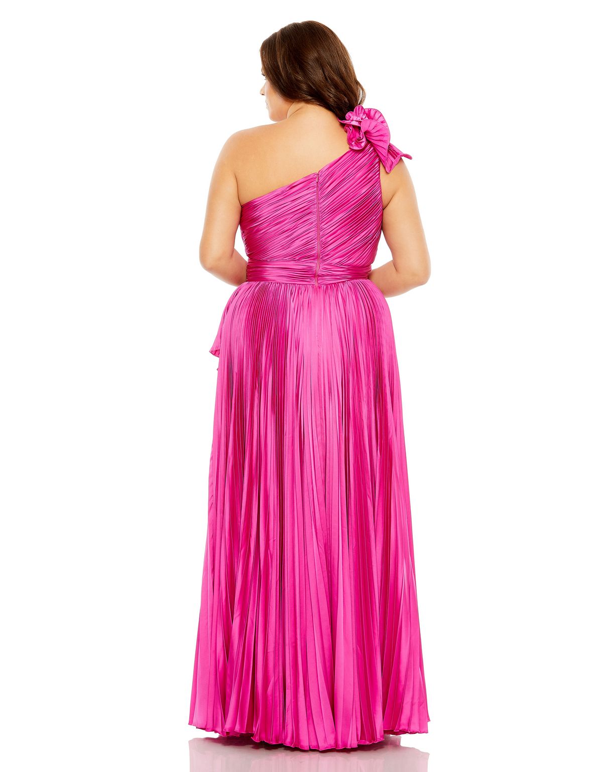 Plus Size Dresses Plus Size Long Formal Pleated Dress Hot Pink