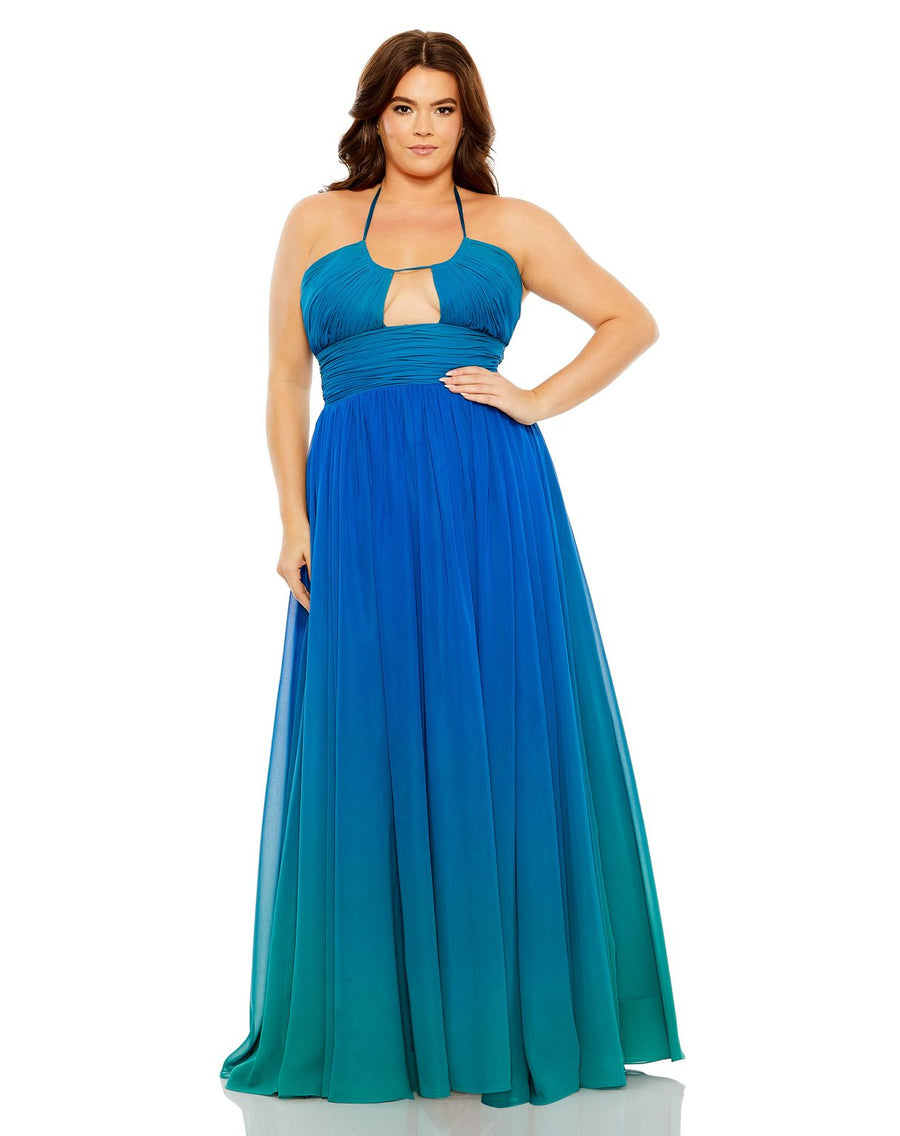 Plus Size Dresses Long Halter Ombre Plus Size Dress Ocean Ombre