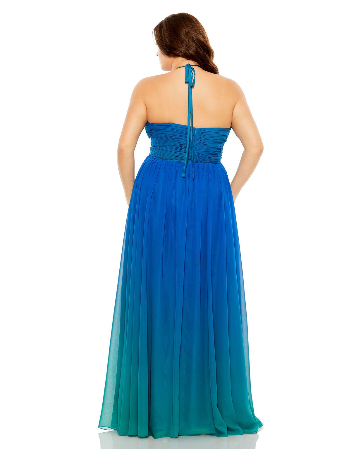 Plus Size Dresses Long Halter Ombre Plus Size Dress Ocean Ombre