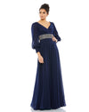 Formal Dresses Long Sleeve Formal Beaded Chiffon Dress Midnight