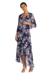 Mother of the Bride Dresses High Low Floral Mother of the Bride Jacket Dress Purple