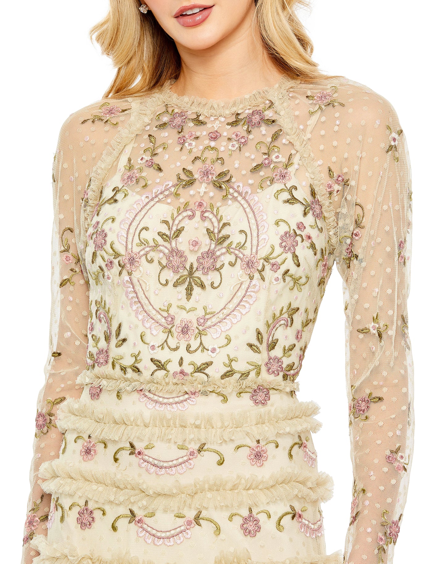 Formal Dresses Long Sleeve Formal Evening Dress Taupe Multi