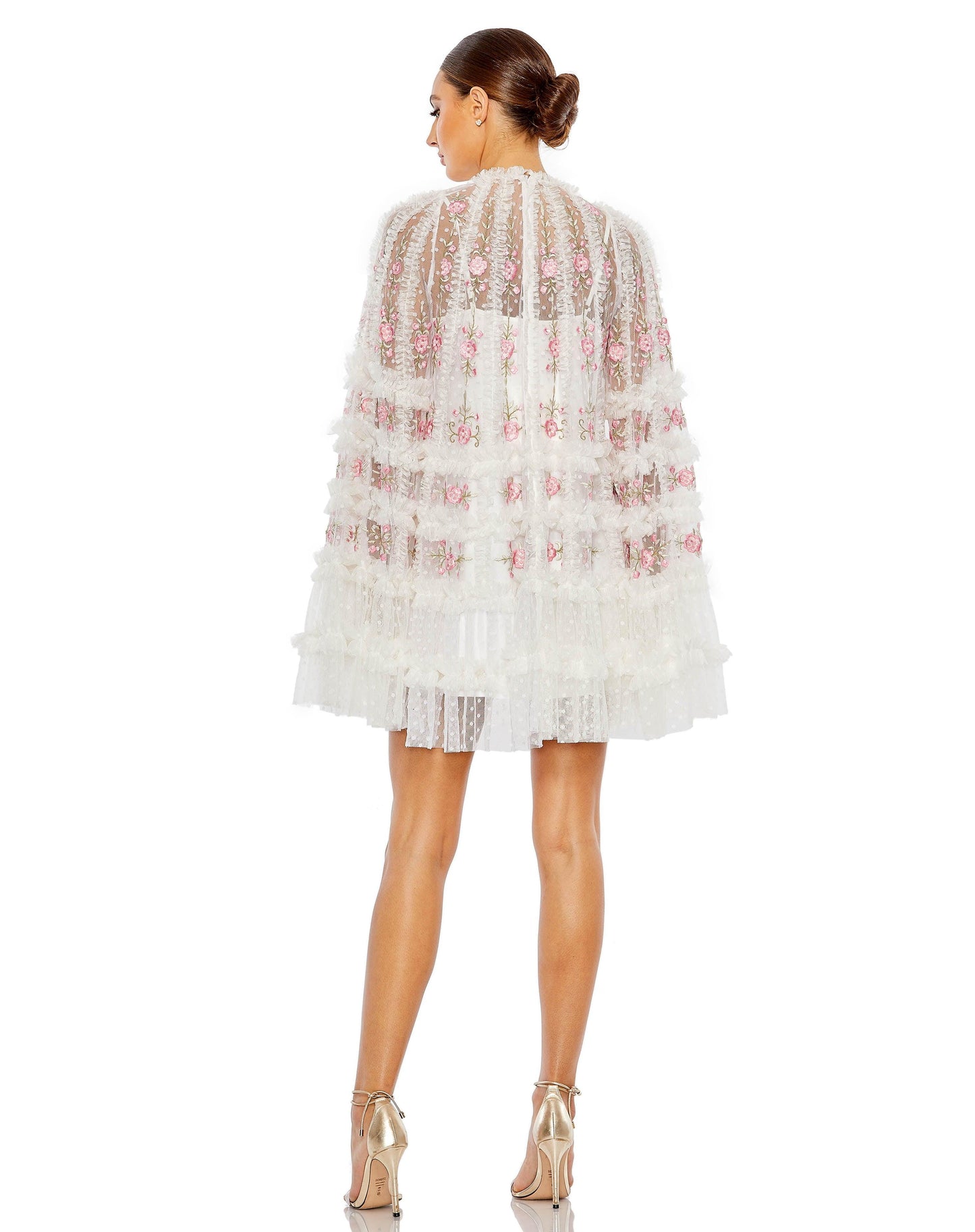 Cocktail Dresses Short Cape Sleeve Cocktail Dress White Multi