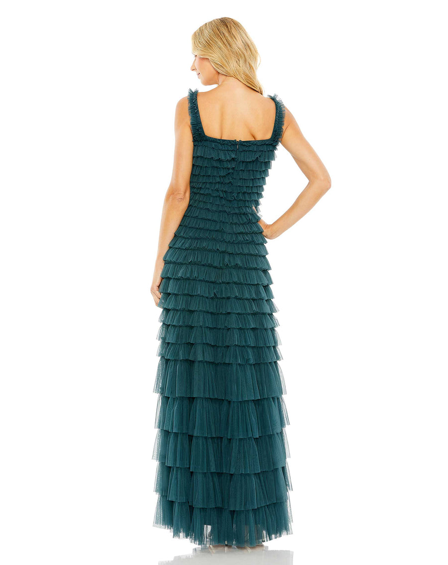 Formal Dresses Long Ruffle Layered Tea Length Dress Teal