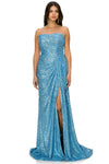 Cinderella Couture CC8052J Strapless Glitter Formal Dress Blue