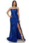 Cinderella Couture CC8052J Strapless Glitter Formal Dress Royal