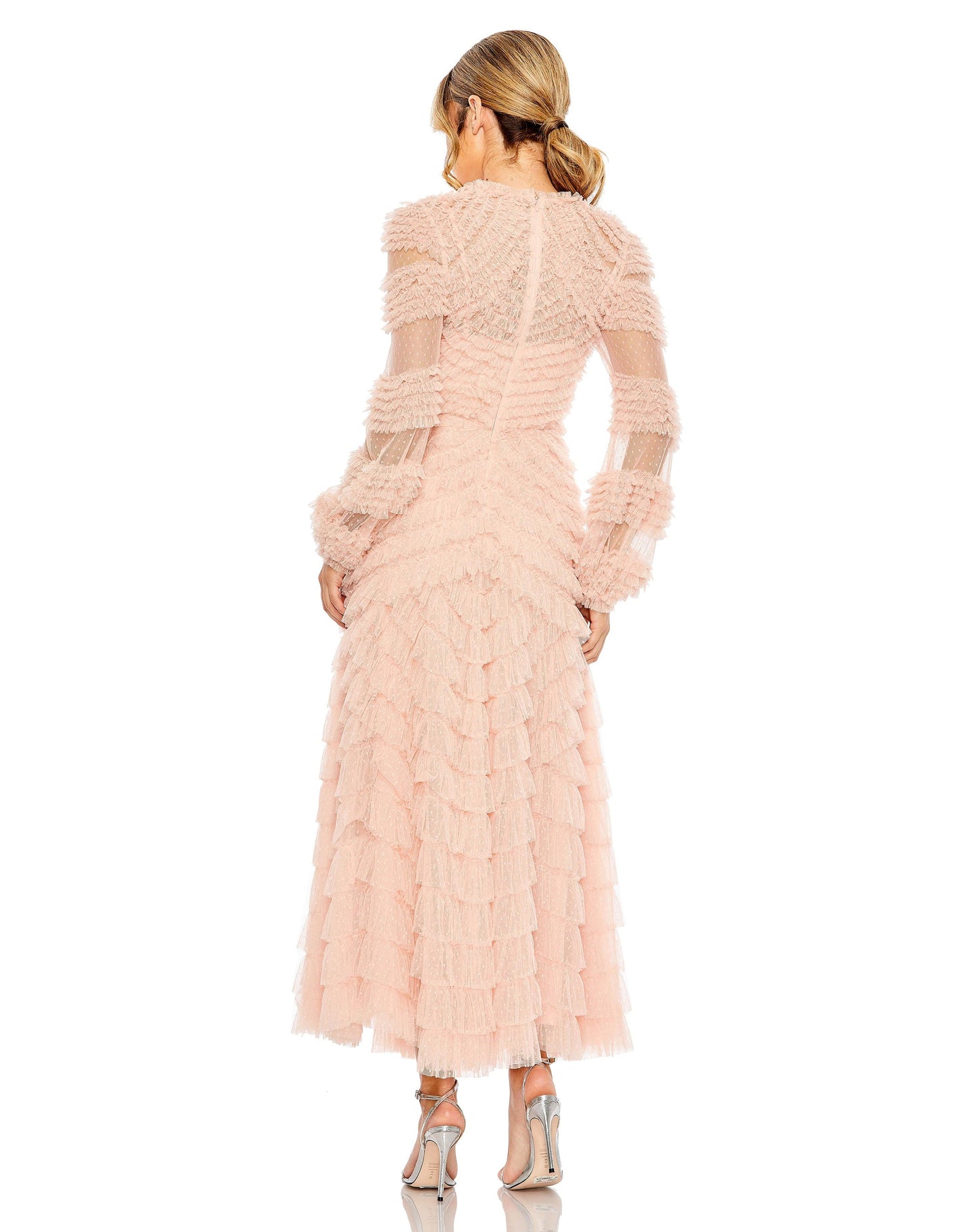 Formal Dresses Long Sleeve Formal Ruffle Dress Porcelain