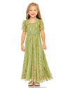 Flower Girl Dresses A Line Short Sleeve Little Girls Long Dress Moss Green