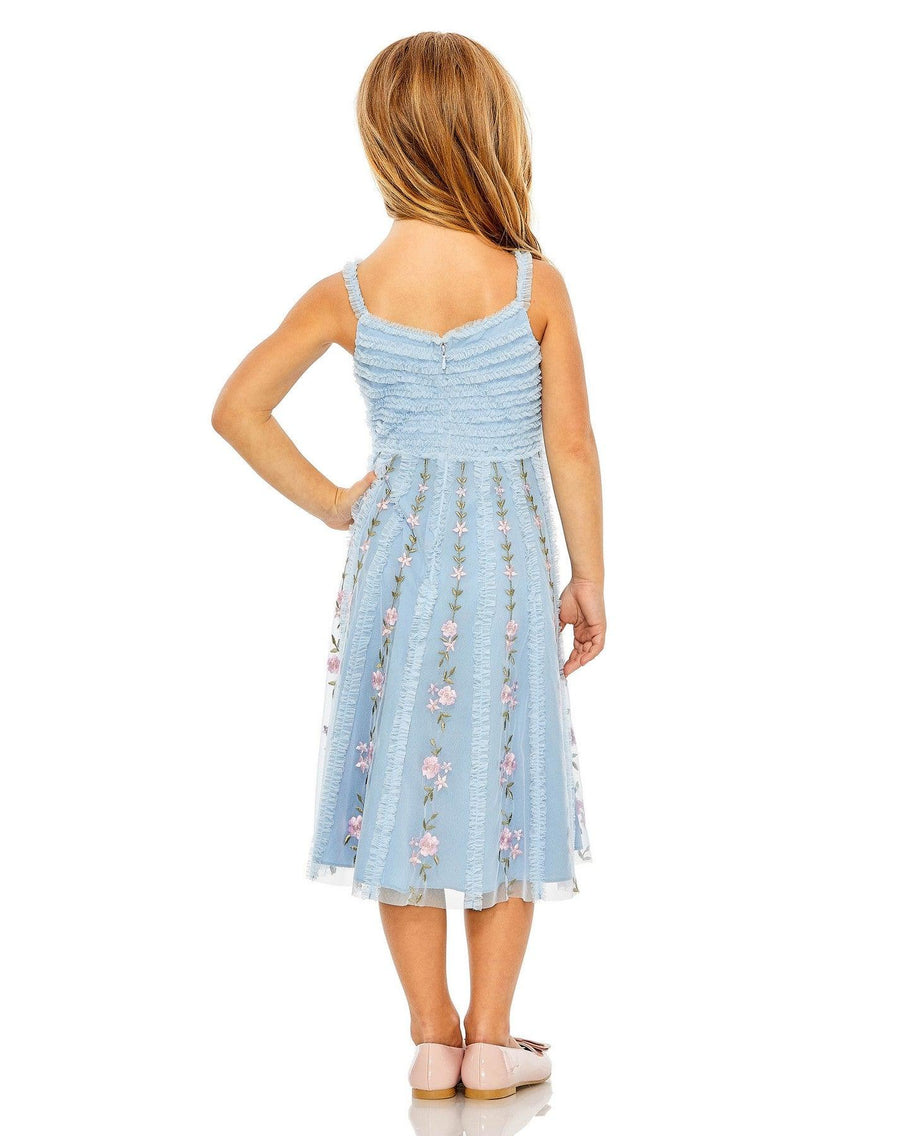 Flower Girl Dresses Little Girls A Line Chiffon Midi Length Dress Blue Multi