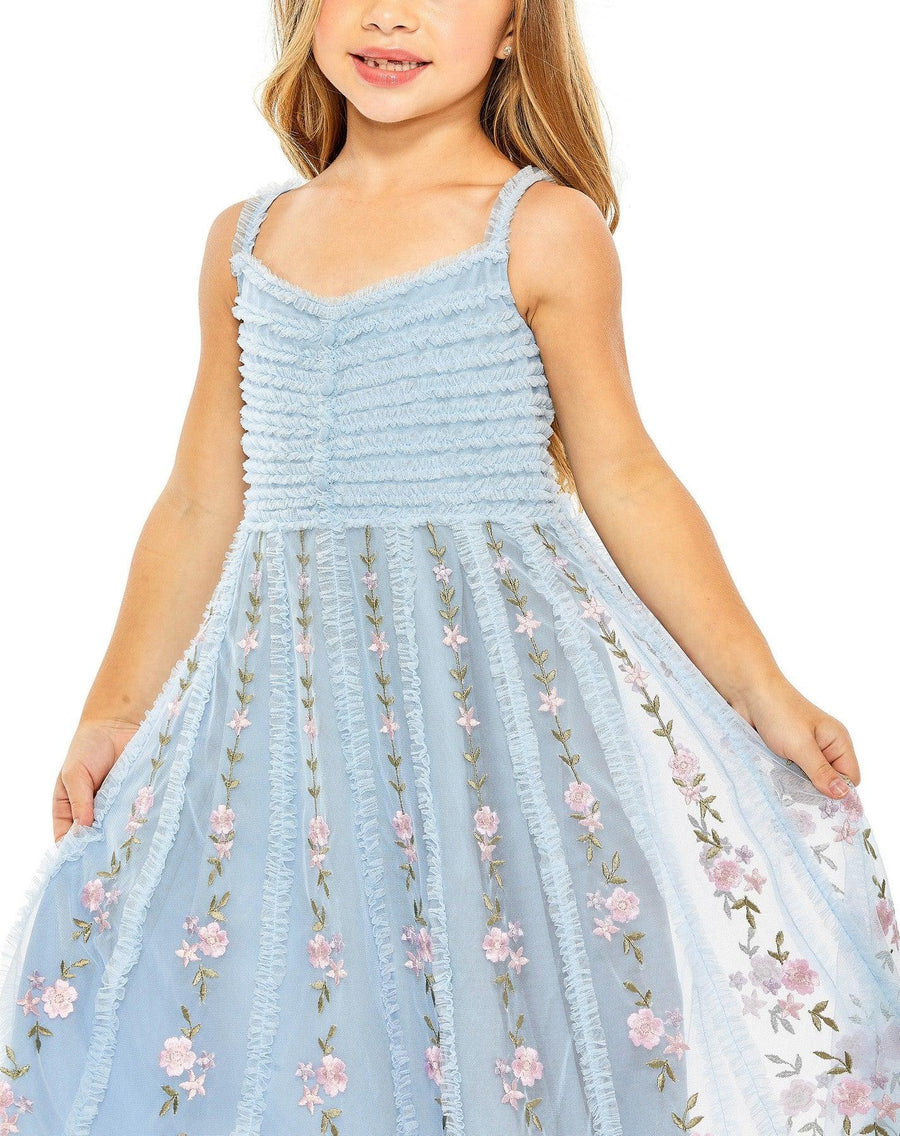 Flower Girl Dresses Little Girls A Line Chiffon Midi Length Dress Blue Multi