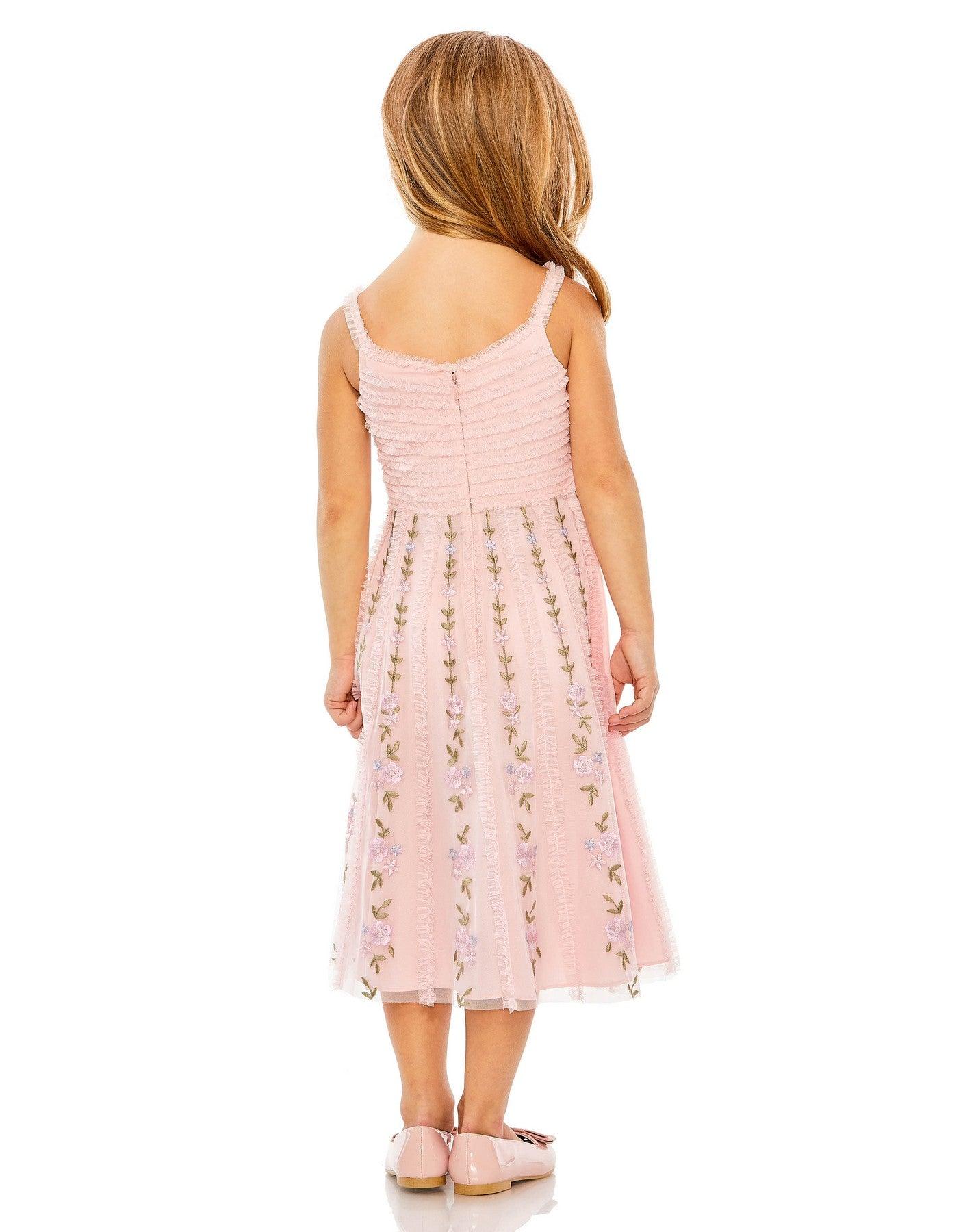 Flower Girl Dresses Little Girls A Line Chiffon Midi Length Dress Rosewater Multi