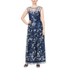 Formal Dresses Long Sleeveless Embroidered Formal Dress Navy Multi