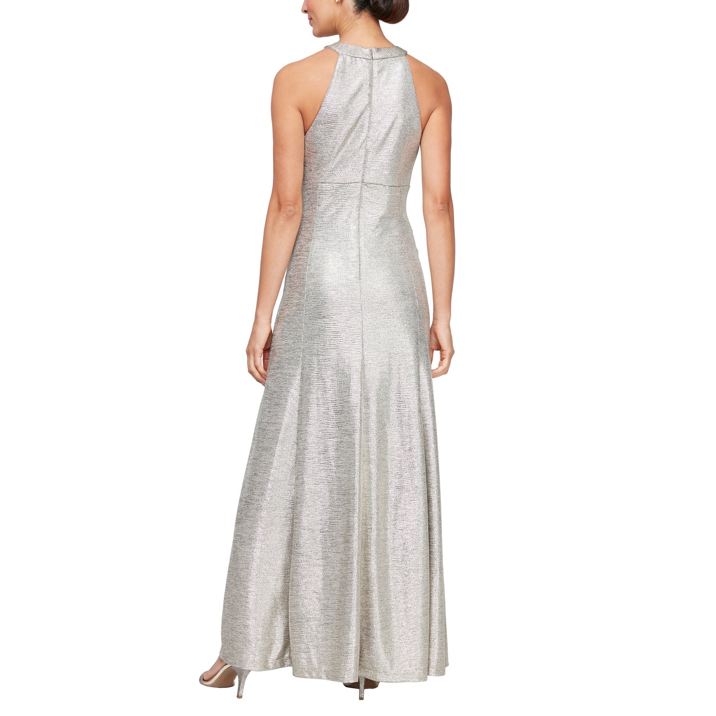 Formal Dresses Long Metallic Halter Formal Dress Champagne