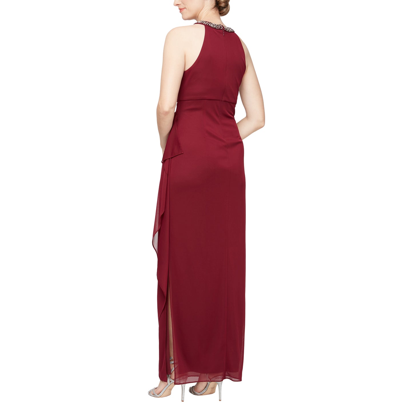 Formal Dresses Long Halter Beaded Formal Dress Wine