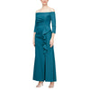 Mother of the Bride Dresses Long Cascade Ruffle Formal Mother of the Bride Dress Deep Teal