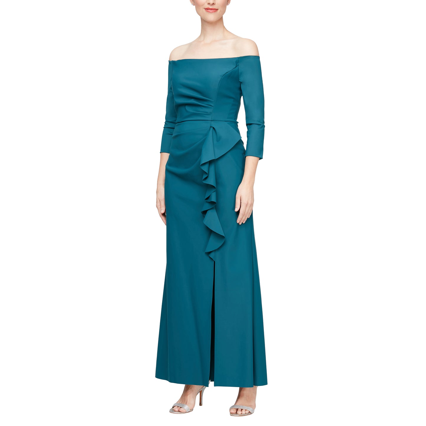 Mother of the Bride Dresses Long Cascade Ruffle Formal Mother of the Bride Dress Deep Teal