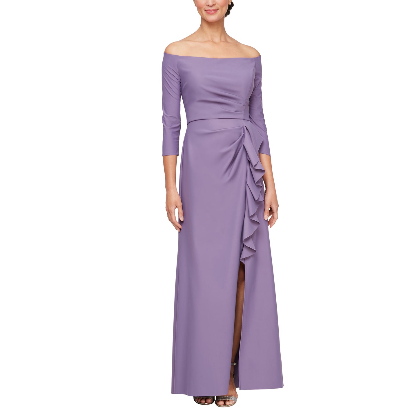 Mother of the Bride Dresses Long Cascade Ruffle Formal Mother of the Bride Dress Icy Orchid