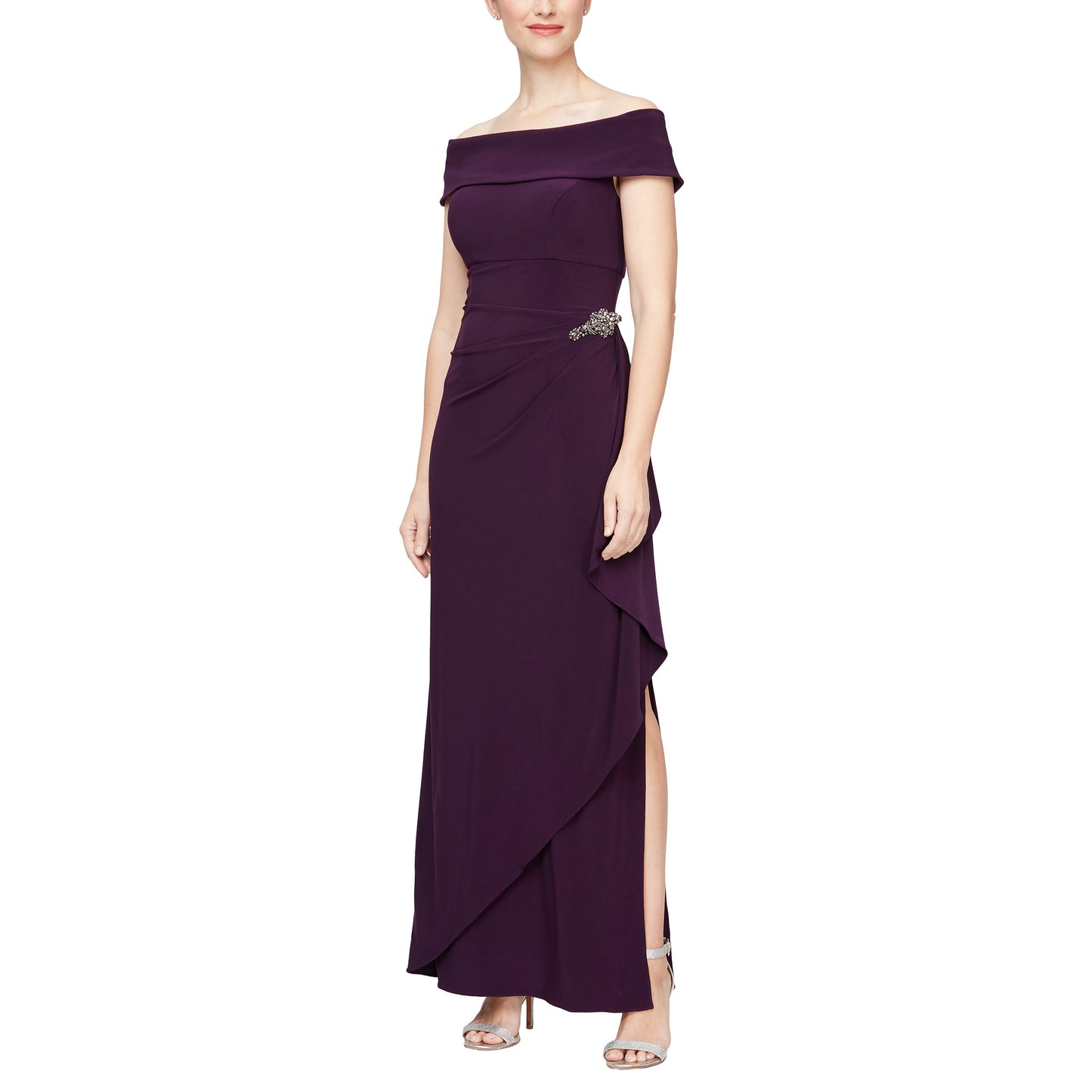 Formal Dresses Long Off Shoulder Fitted Formal Dress Eggplant