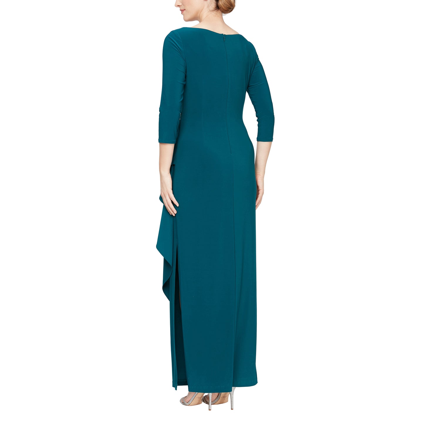 Formal Dresses Long Formal 3/4 Sleeve Dress Emerald Green