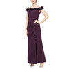 Formal Dresses Long Off Shoulder 3D Floral Formal Dress Aubergine