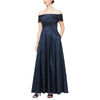 Formal Dresses Long Off Shoulder Pleated Formal Dress Navy