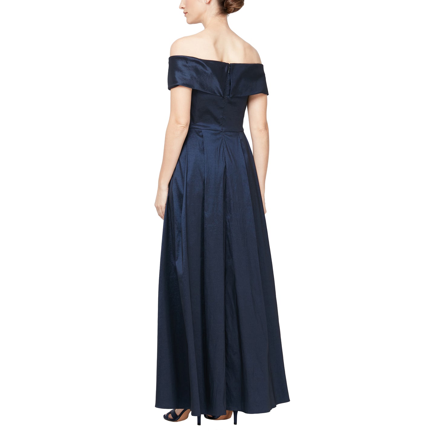 Formal Dresses Long Off Shoulder Pleated Formal Dress Navy