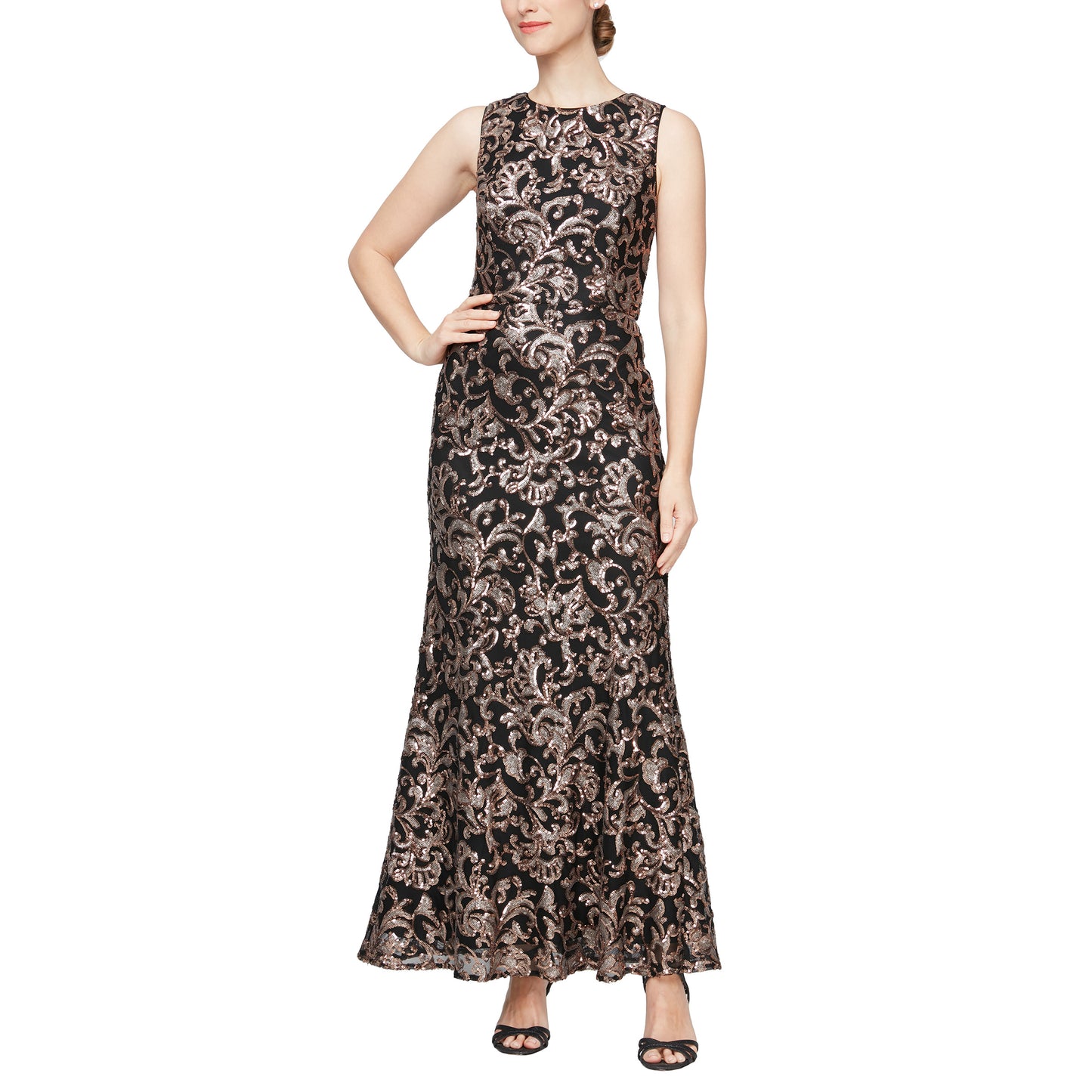 Formal Dresses Long Sleeveless Formal Dress Black/Copper