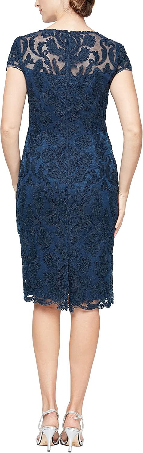 Alex evenings embroidered cap sleeve cheap dress