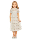 Flower Girl Dresses Little Girls Short Sleeve Lace Midi Length Dress Ivory