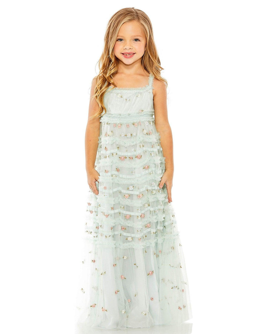 Flower Girl Dresses Long Chiffon Flower Girl Dress Blue Multi