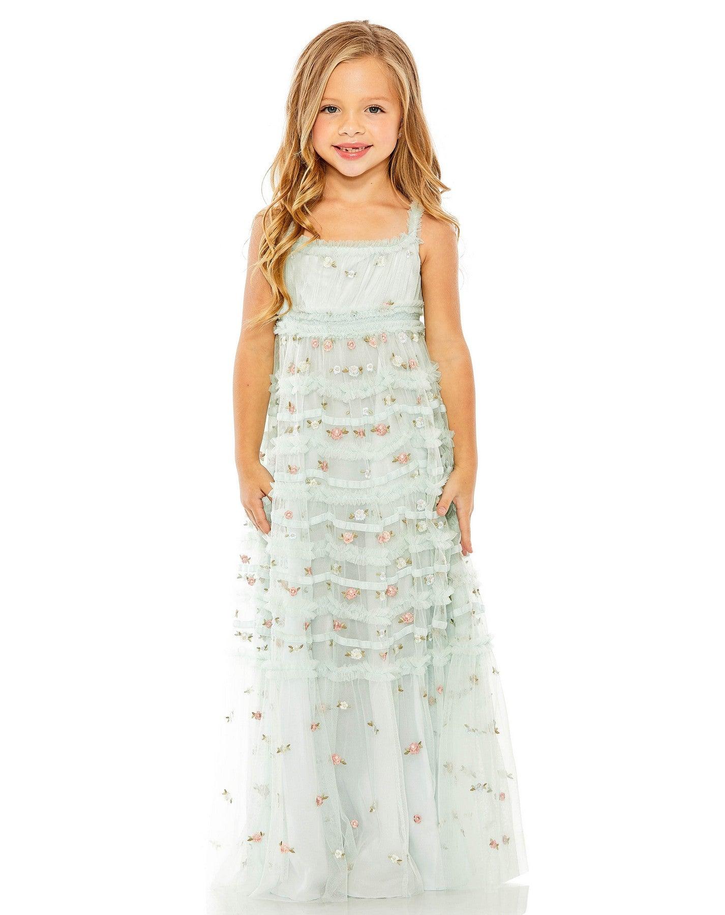 Flower Girl Dresses Long Chiffon Flower Girl Dress Blue Multi