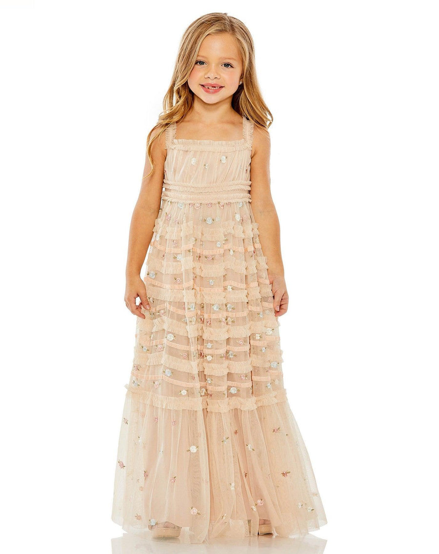 Flower Girl Dresses Long Chiffon Flower Girl Dress Blush